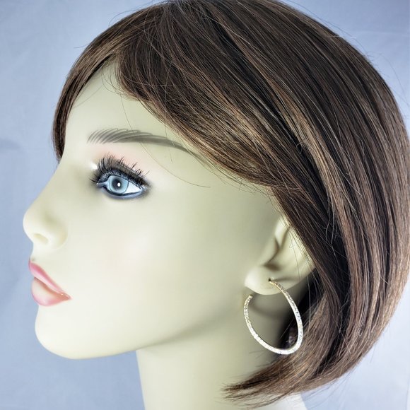 Vintage 14 Karat Yellow Gold Diamond Hoop Earrings #8522 - Picture 6 of 7